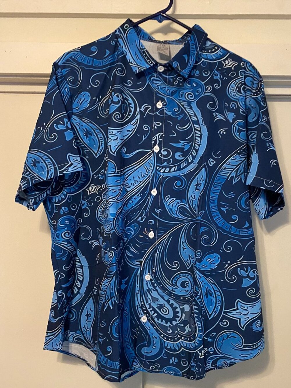 Beautiful blue paisley, button-down blouse, size 3X